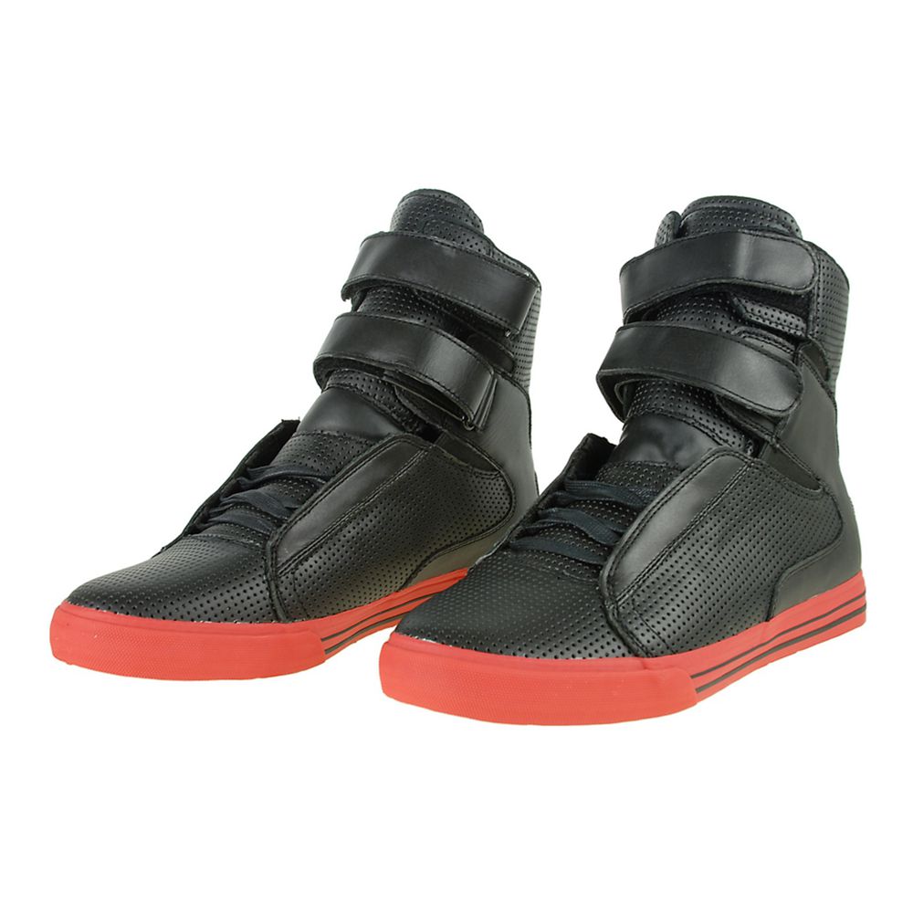 Baskets Montantes Supra TK Society Noir Black Perf Leather Homme | MTE-75903623